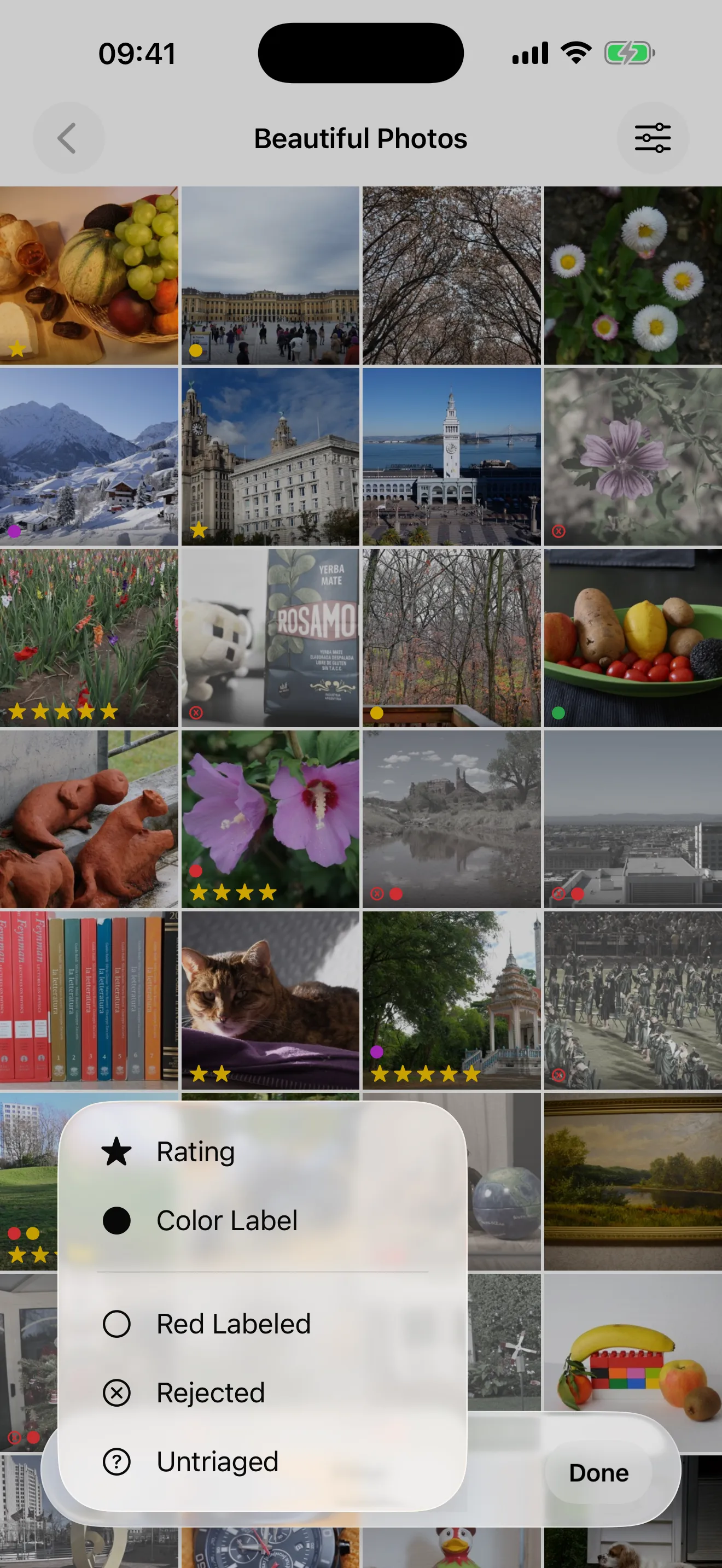 Quick filters for darktable